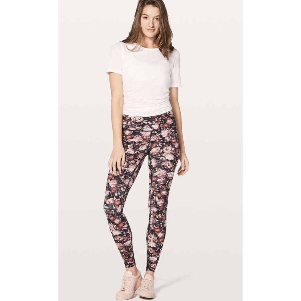 Lululemon Fast and Free 7/8 Tight II 25" Peony Multi Floral Nulux Leggings 6